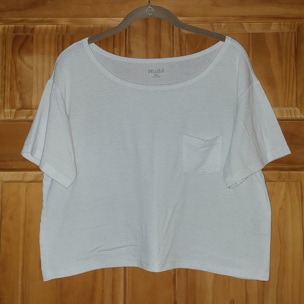 Mudd White Short Sleeve Cropped T Shirt